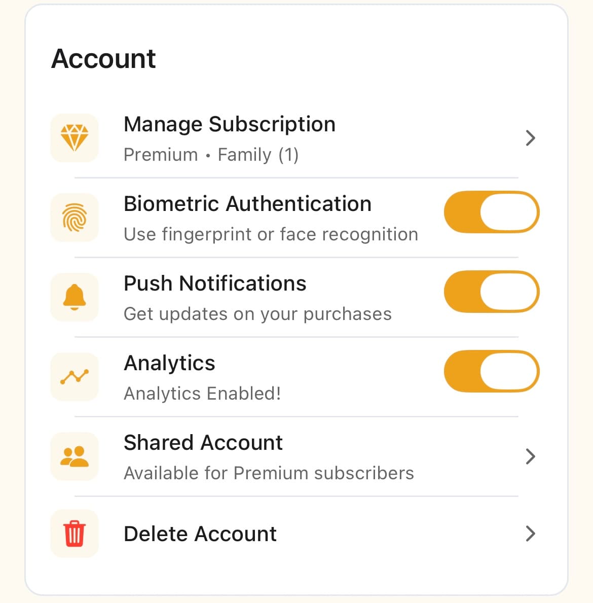 Biometrics turned on